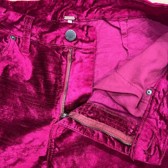 Free People Crushed Velvet Cropped Flared Pants, Magenta, 31 - Picture 8 of 13